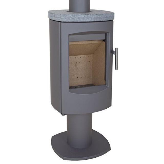 Heta Scanline 7D Multifuel Stove Grey Fixed Pedestal Soapstone Top Plate