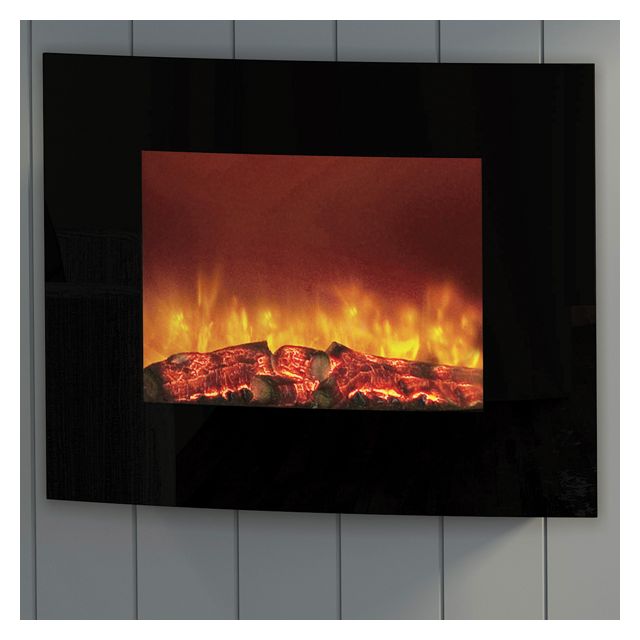 FLARE Collection By Be Modern Quattro Wall Mounted Electric Fire - Curved Black Glass