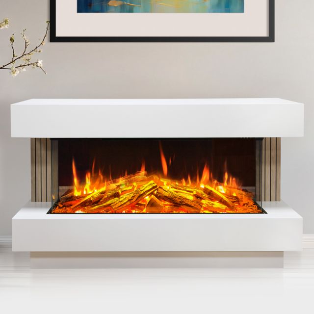 Celsi DLX 1000 Monroe 3-Sided Glass Smart Electric Fireplace Suite