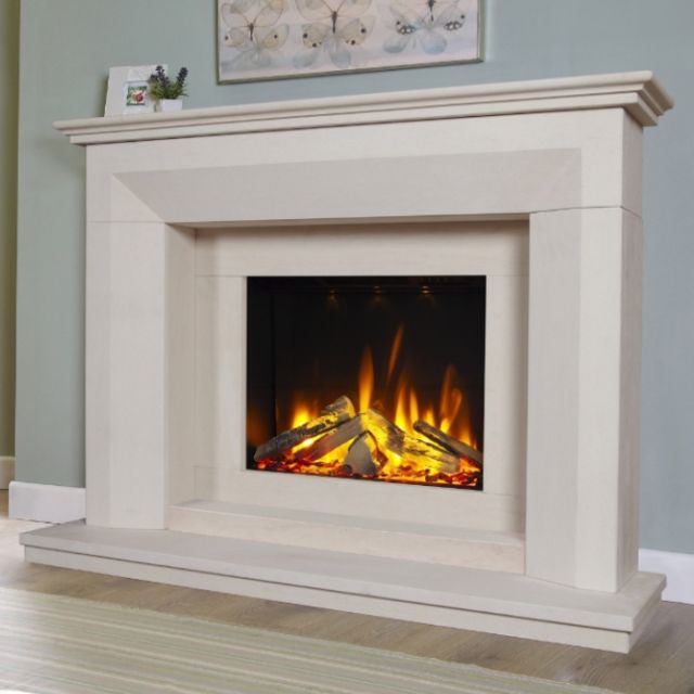 Celsi DLX Angelo 600 Limestone Electric Fireplace Suite