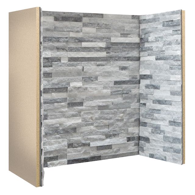 Gallery Staggered Grey White Slate Fireplace Chamber Panels