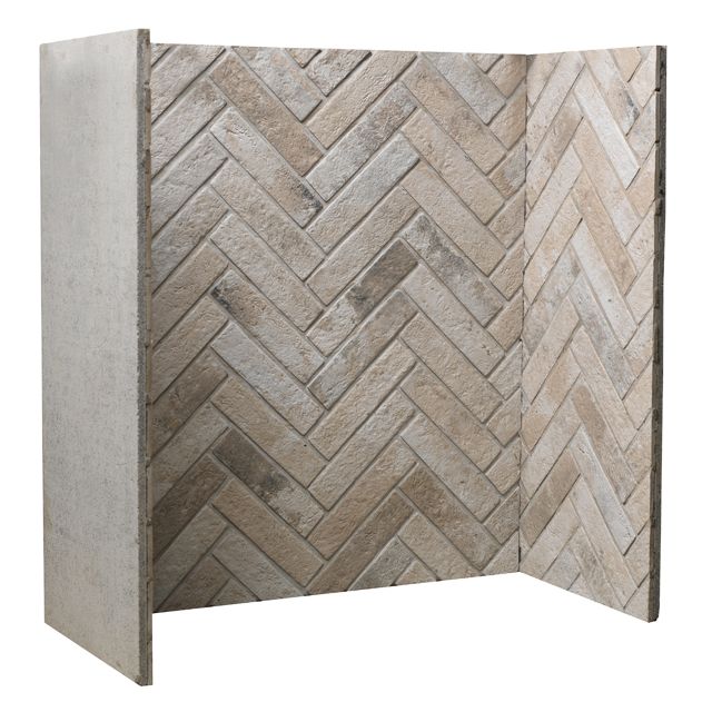 Gallery Ice Grey Herringbone Fireplace Chamber Panels