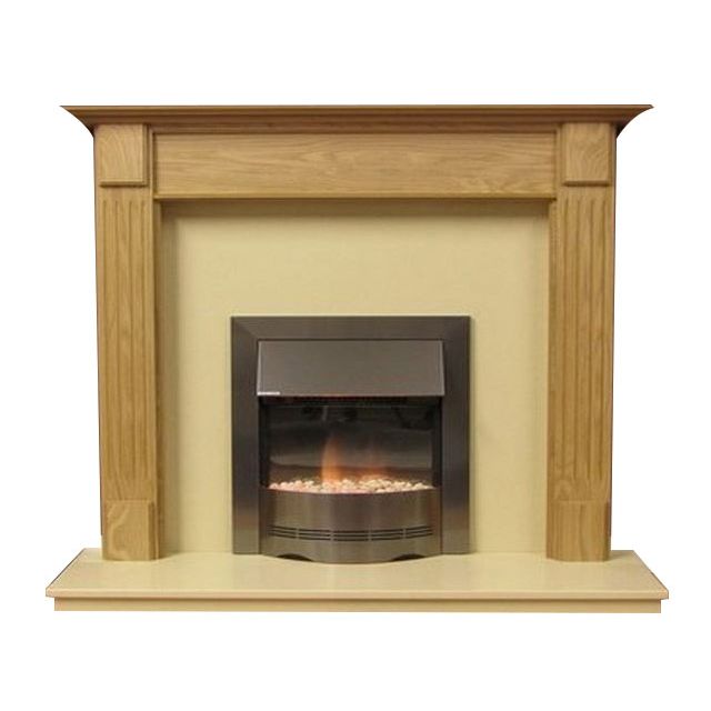 Henley 48 Inch Surround W/ Marble Fireplace - Natural Oak/Mocha Beige