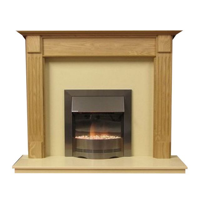 Henley 54 Inch Surround W/ Marble Fireplace - Natural Oak/Mocha Beige
