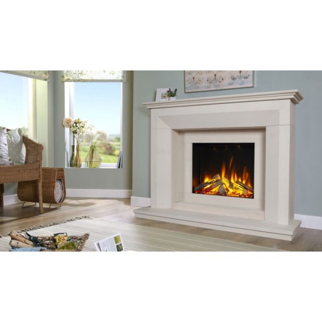 Celsi Ultiflame VR Angelo S600 Limestone Electric Fireplace Suite