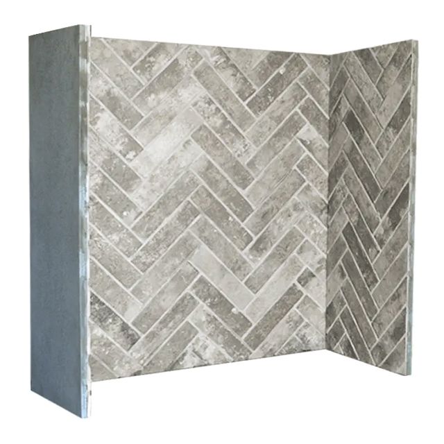 Gallery Steel Grey Herringbone Fireplace Chamber Panels