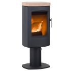 Heta Scanline 7D Multifuel Stove Black Rotating Pedestal Sandstone Top Plate
