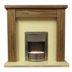 Stratford American Walnut Finish Surround with Mocha Beige Marble Fireplace Package