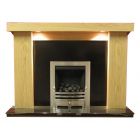 Chelsea Natural Oak Surround with Black Granite Marble Fireplace