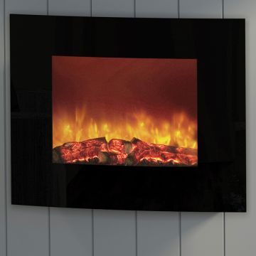 FLARE Collection By Be Modern Quattro Wall Mounted Electric Fire - Curved Black Glass