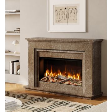Evonic Bourton Floor Standing Marble Electric Fireplace Suite