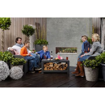 Faber Mood Natural Gas Pebble Gas Fire - Corten Steel Interior FREE FLUE PIPE