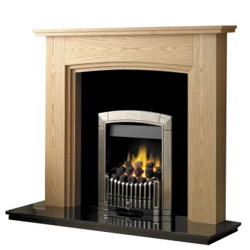 Rotherham 54 Inch Fireplace W/ Lights - Clear Oak/Black Granite
