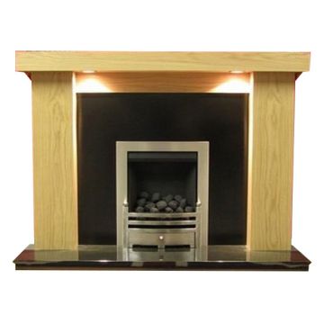 Chelsea Natural Oak Surround with Black Granite Marble Fireplace