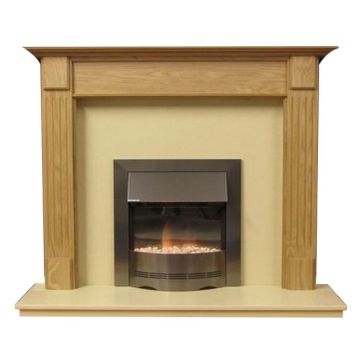 Henley 48 Inch Surround W/ Marble Fireplace - Natural Oak/Mocha Beige