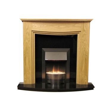 Lewis Natural Oak Surround with Black Granite Fireplace