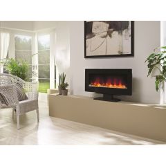 FLARE Collection By Be Modern Amari Wall Mounted/Freestanding LED Electric Fire - Flat Black Glass