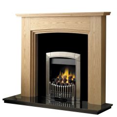 Rotherham 54 Inch Fireplace W/ Lights - Clear Oak/Black Granite