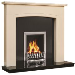Be Modern Ellonby Soft White Finish Surround with Black Granite Back Panel and Hearth