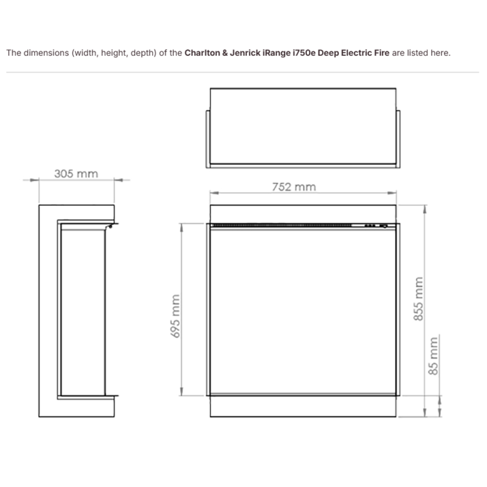 Charlton & Jenrick iRange i750e Deep Electric Fire