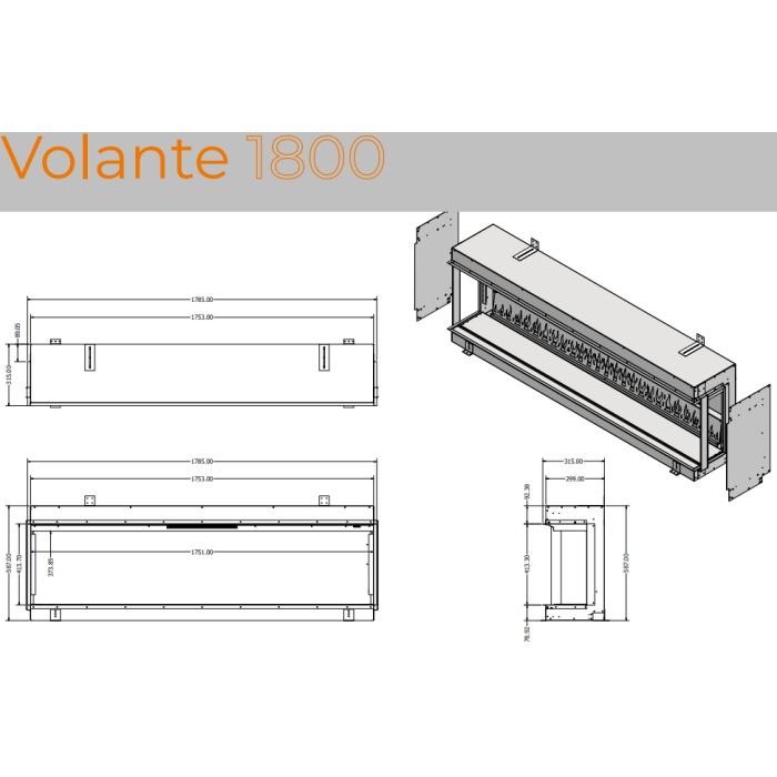 Evonic Volante 1800 Black Edition Electric Fire