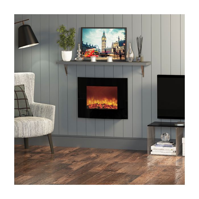 FLARE Collection By Be Modern Quattro Wall Mounted Electric Fire - Curved Black Glass