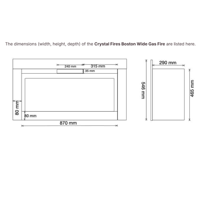 Crystal Boston Wide Gas Fire