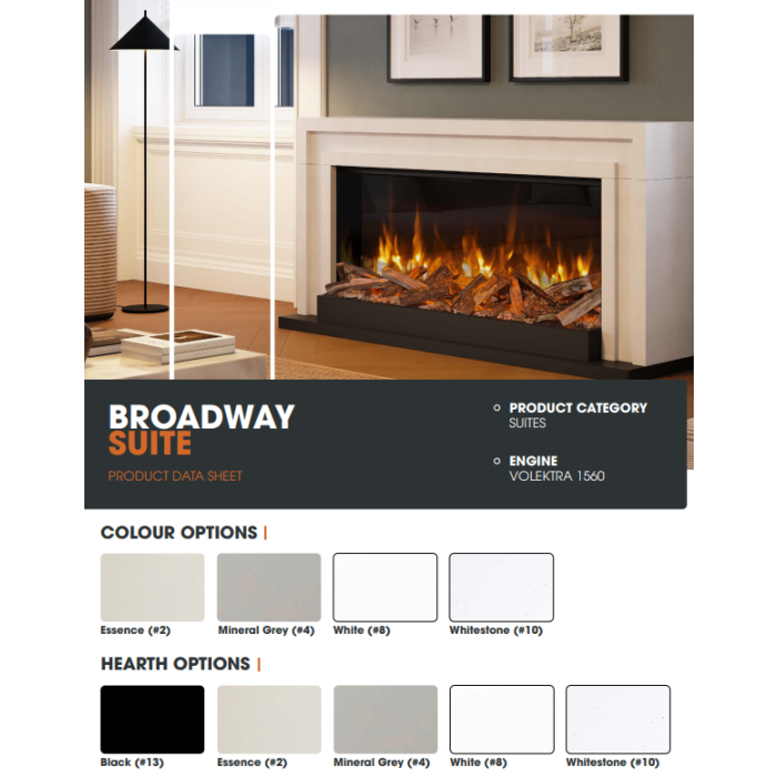 Volektra Broadway Freestanding Fireplace Suite