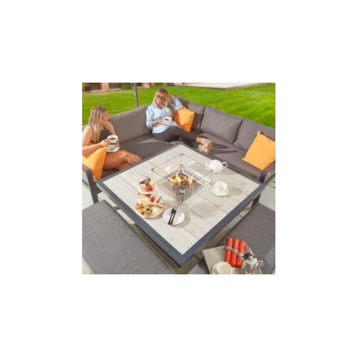 Tutbury Fire Pit Table with Corner Sofa and Two Large Benches