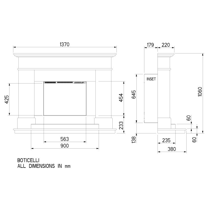 Celsi DLX Boticelli 600 Electric Fireplace Suite