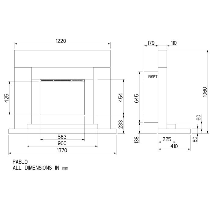 Celsi DLX Pablo 600 Electric Fireplace Suite