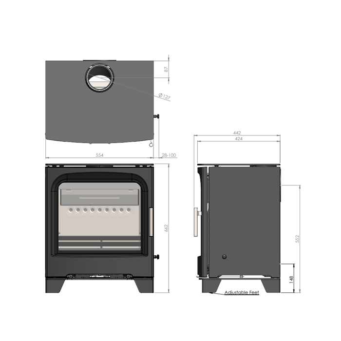 Purevision Countryman Wide Freestanding Multifuel Stove