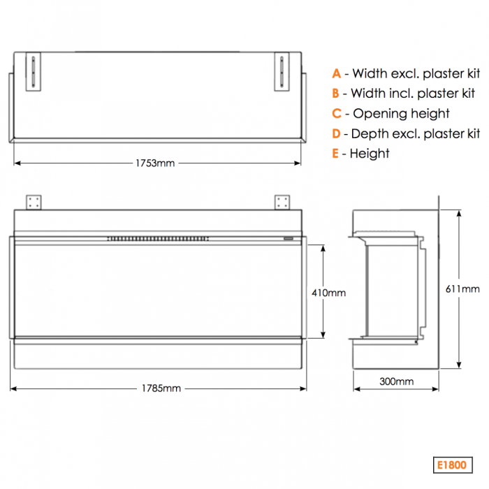 Evonic E1800 Built In Electric Fire
