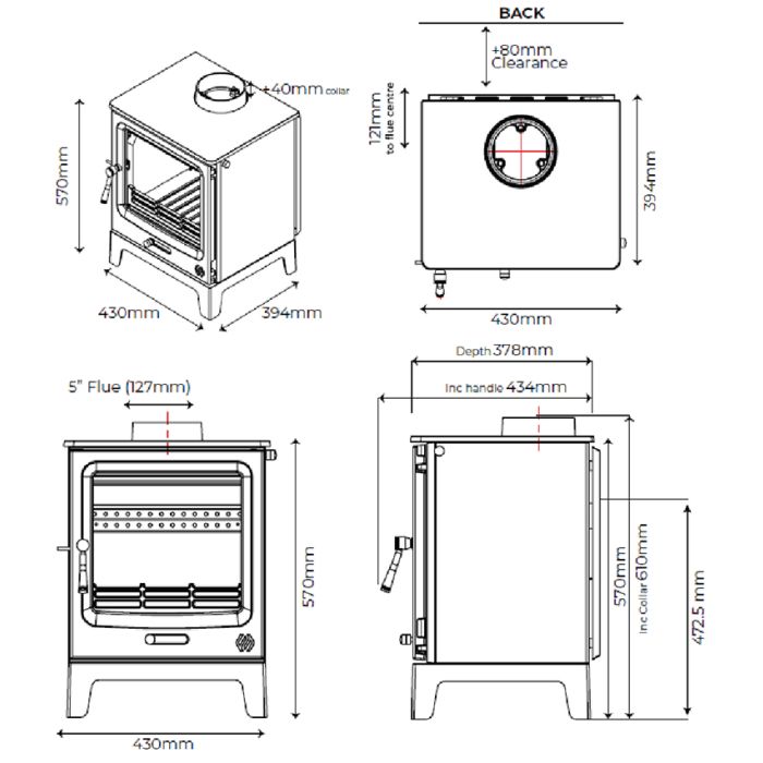 F2 Fires Vue Portrait Wood Burning / Multifuel Ecodesign Stove