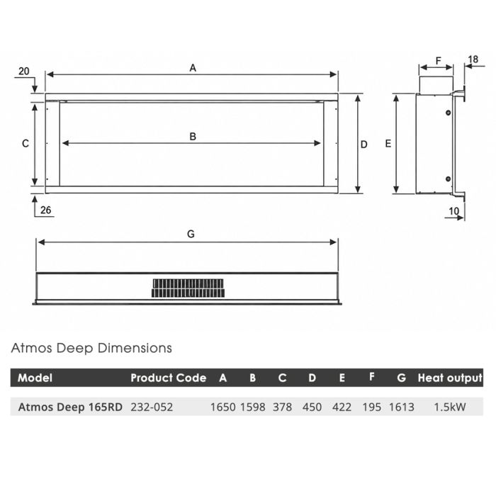 FireFX Atmos Deep 165RD Inset Electric Fire