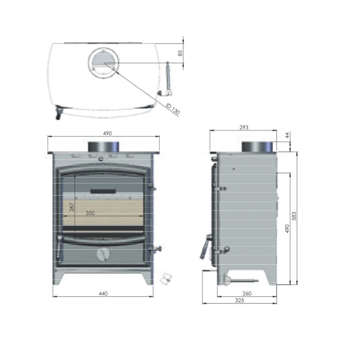 Fireline FX5W Multifuel Stove with Curved Door