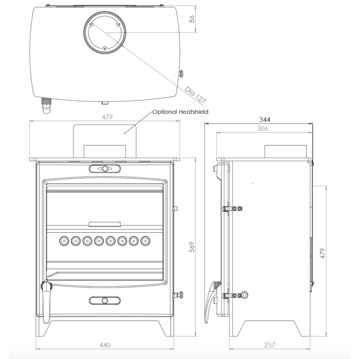 Fireline FP5W Wide Multifuel Stove with Square Door