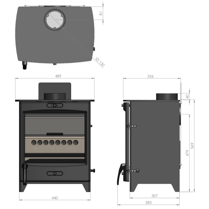 FP8-4 Multifuel Stove with Chunky Square Door