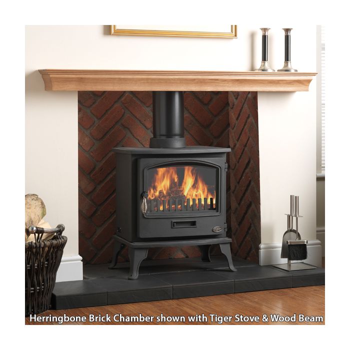 Gallery Rustic Herringbone Brick Fireplace Chamber Panels