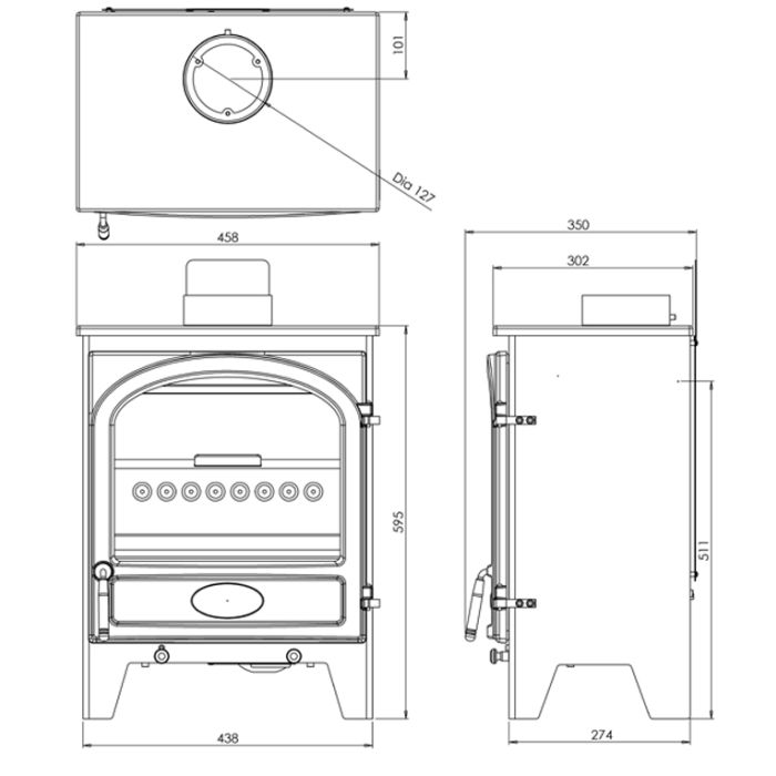 Go Eco Excel Wide Modern Door Ecodesign Multi-Fuel Stove