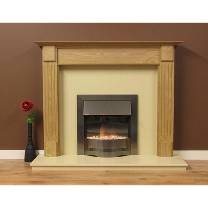 Henley 48 Inch Surround W/ Marble Fireplace - Natural Oak/Mocha Beige