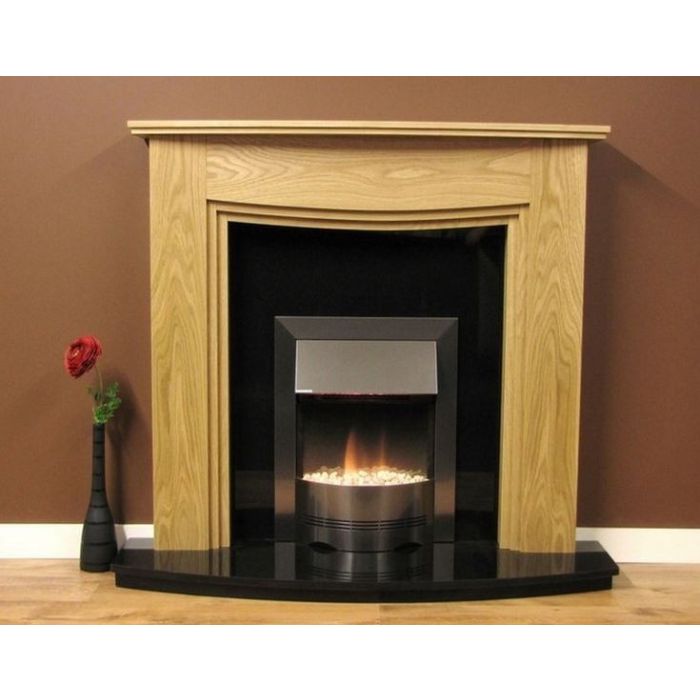 Lewis Natural Oak Surround with Black Granite Fireplace