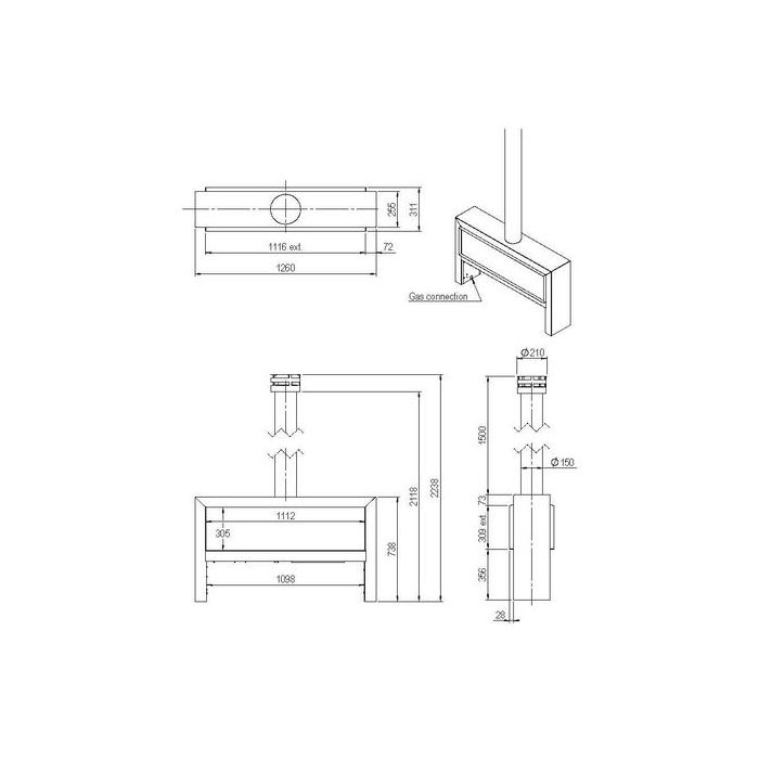 Faber Mood Natural Gas Pebble Flueless Gas Fire - Corten Steel Interior