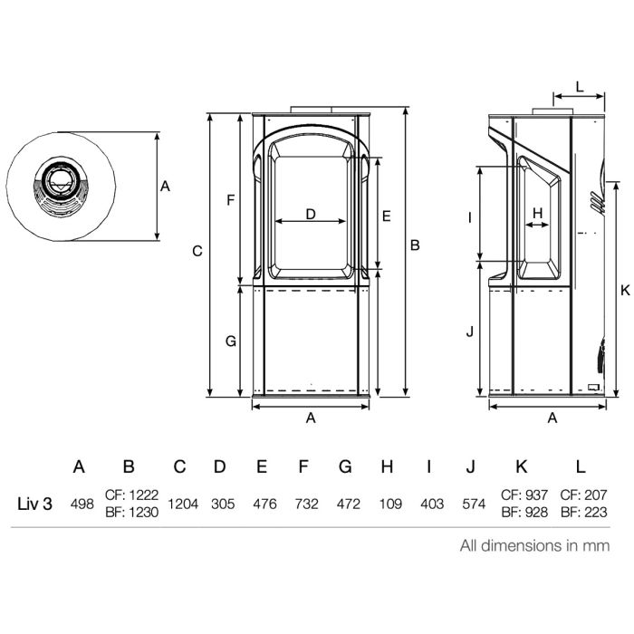 Gazco Onyx Liv 3 Gas Stove Conventional Flue