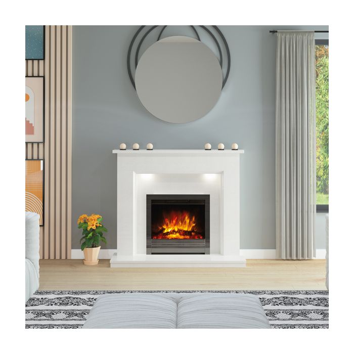 FLARE Collection by Be Modern Madalyn Marble Electric Fireplace Suite