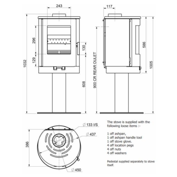 Portway PB1000 Pedestal Multifuel Stove