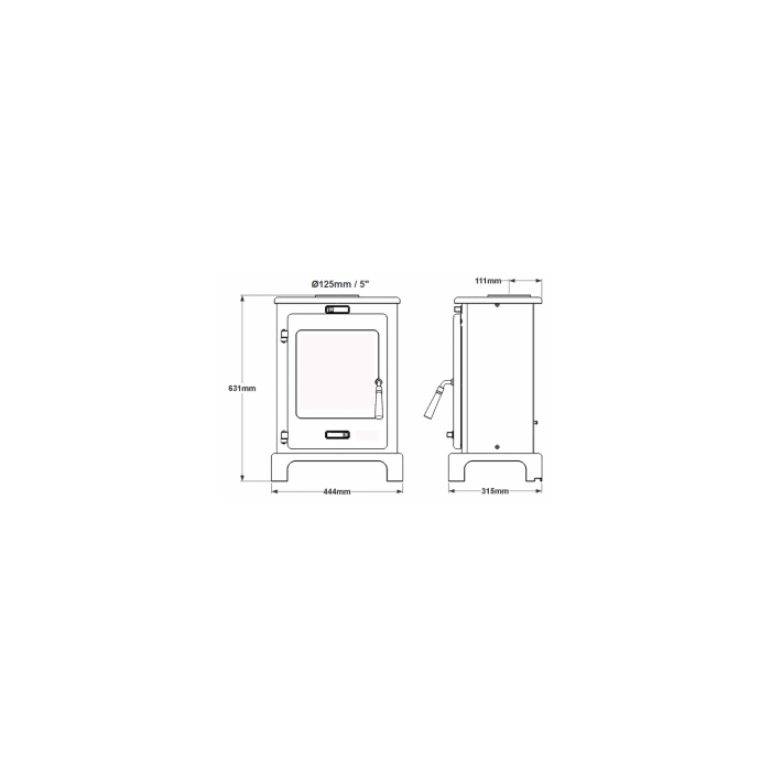 Portway Dalton Smoke Exempt Multifuel Stove - Matte Black