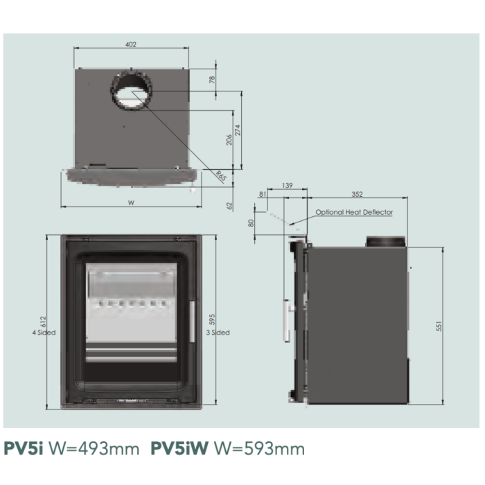 Purevision PV5i-2 Inset Multi-Fuel Stove