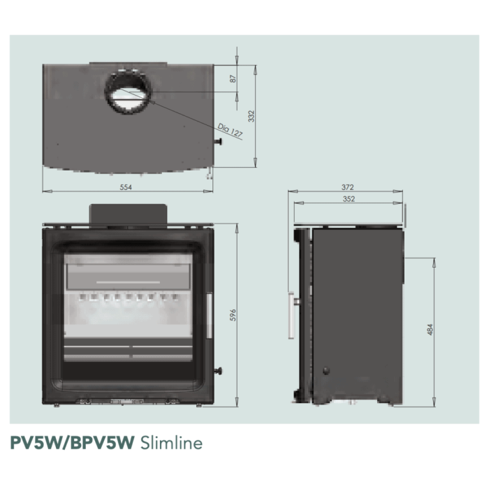 Purevision BPV5W Wide Slimline Free-Standing Multi-Fuel Stove