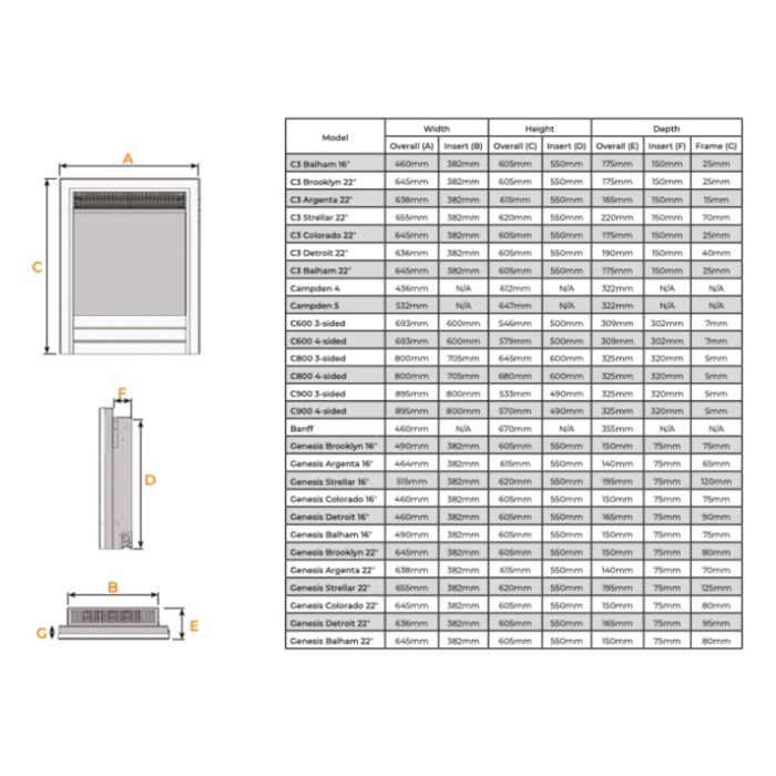 Evonic Genesis 16" Inset Electric Fire